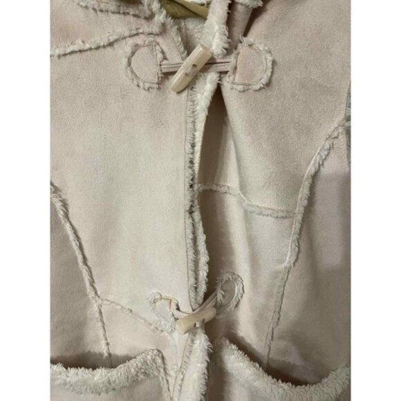 Pure simple natural Vest Womens Small Tan With Hood 100% polyester fuzzy lining - Picture 3 of 8